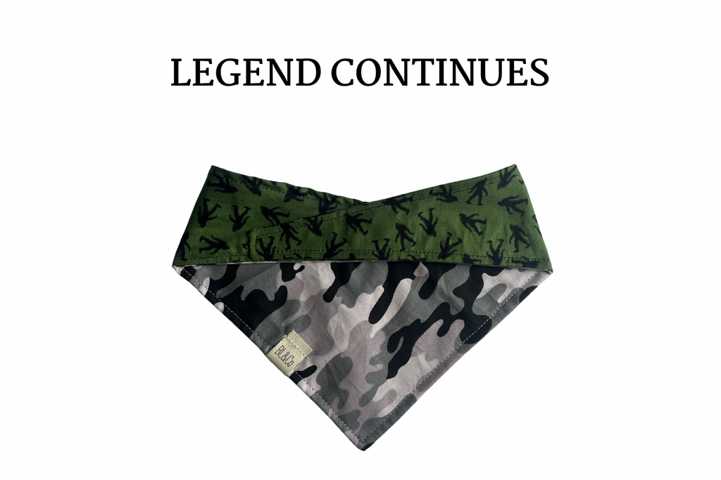 Roaming Bigfoot + Shades of Gray Camo Reversible Tie/On Bandana [Legend Continues]