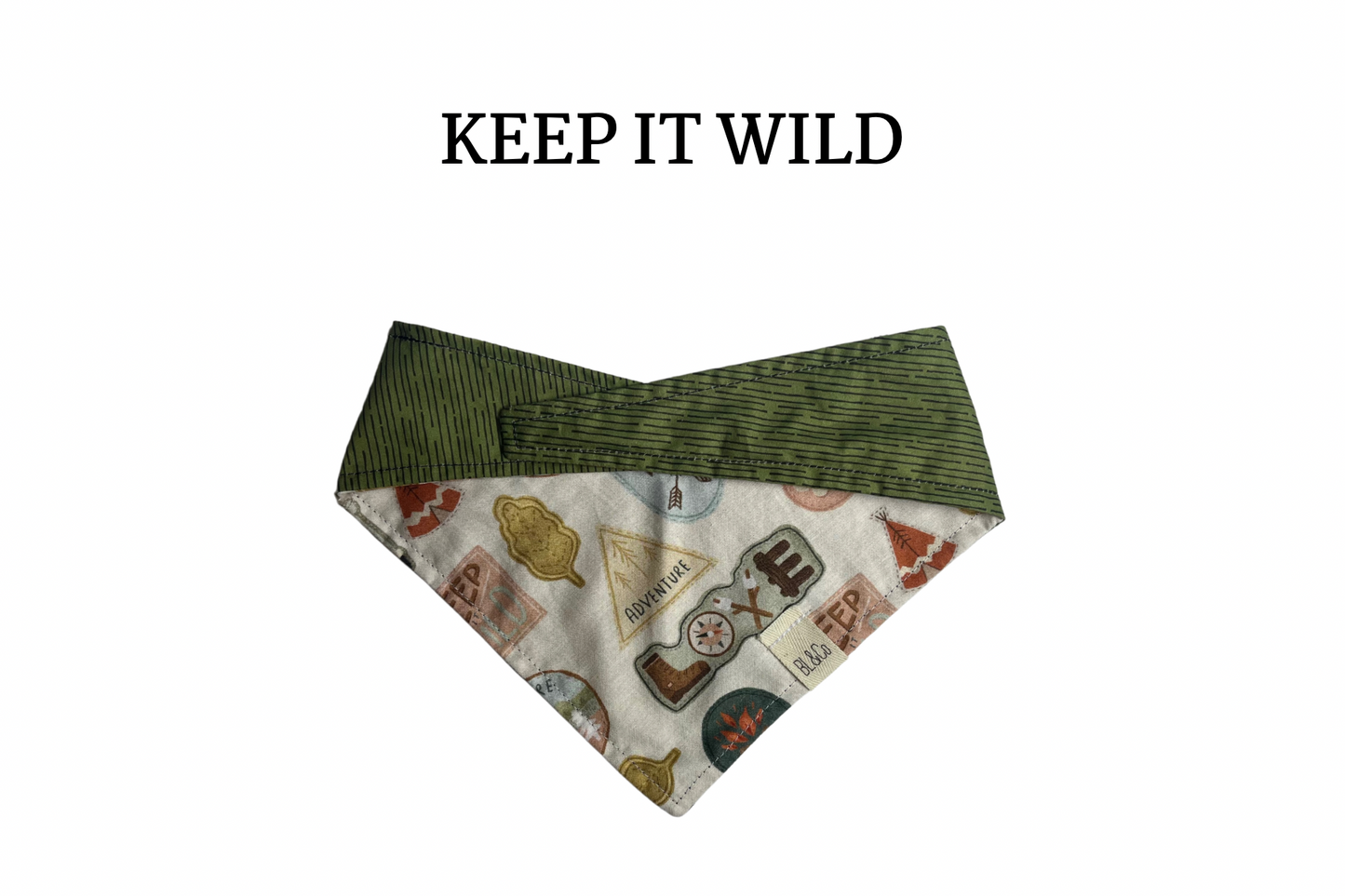 Hiking Badges & Olive Drab Reversible Tie/On Bandana ‘