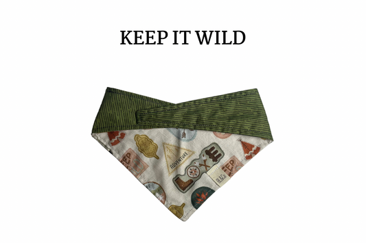 Hiking Badges & Olive Drab Reversible Tie/On Bandana*