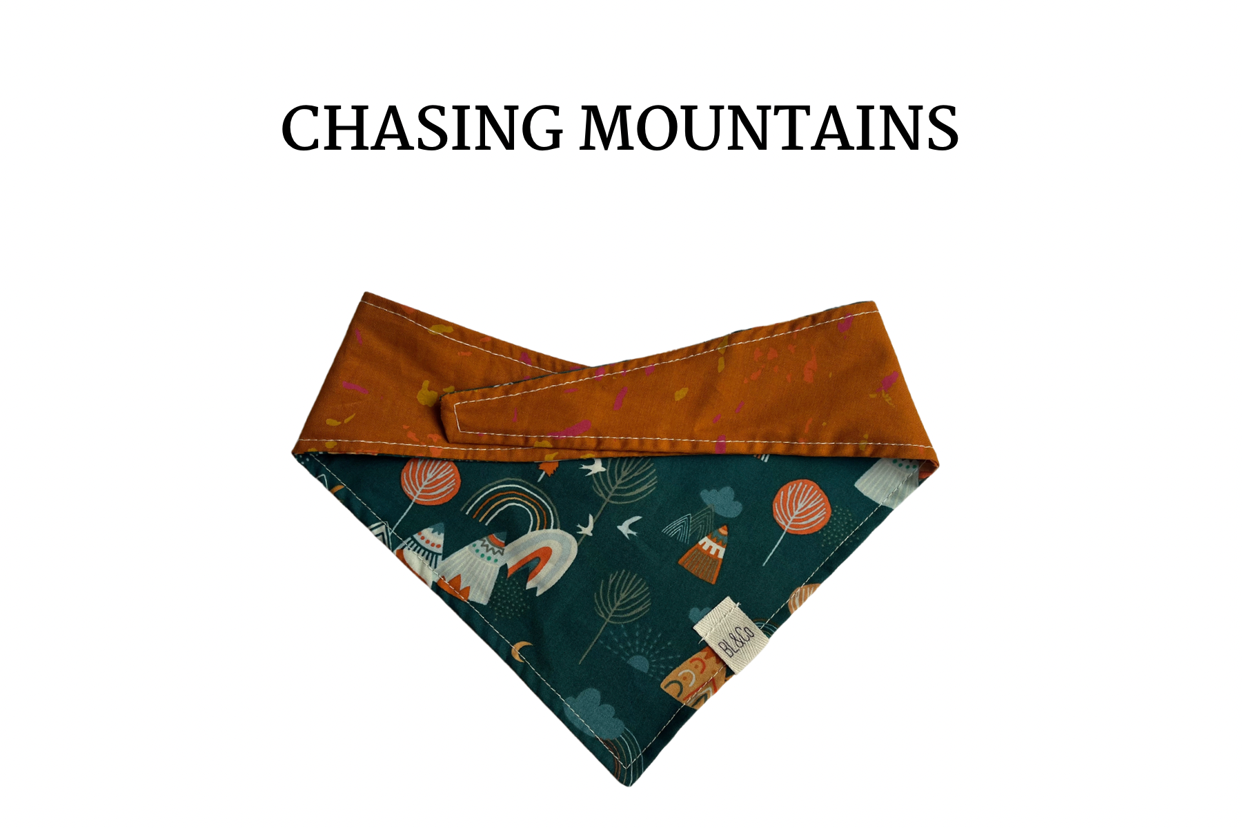Mountains, Rainbows & Trees + Burnt Orange Reversible Tie/On Bandana ‘