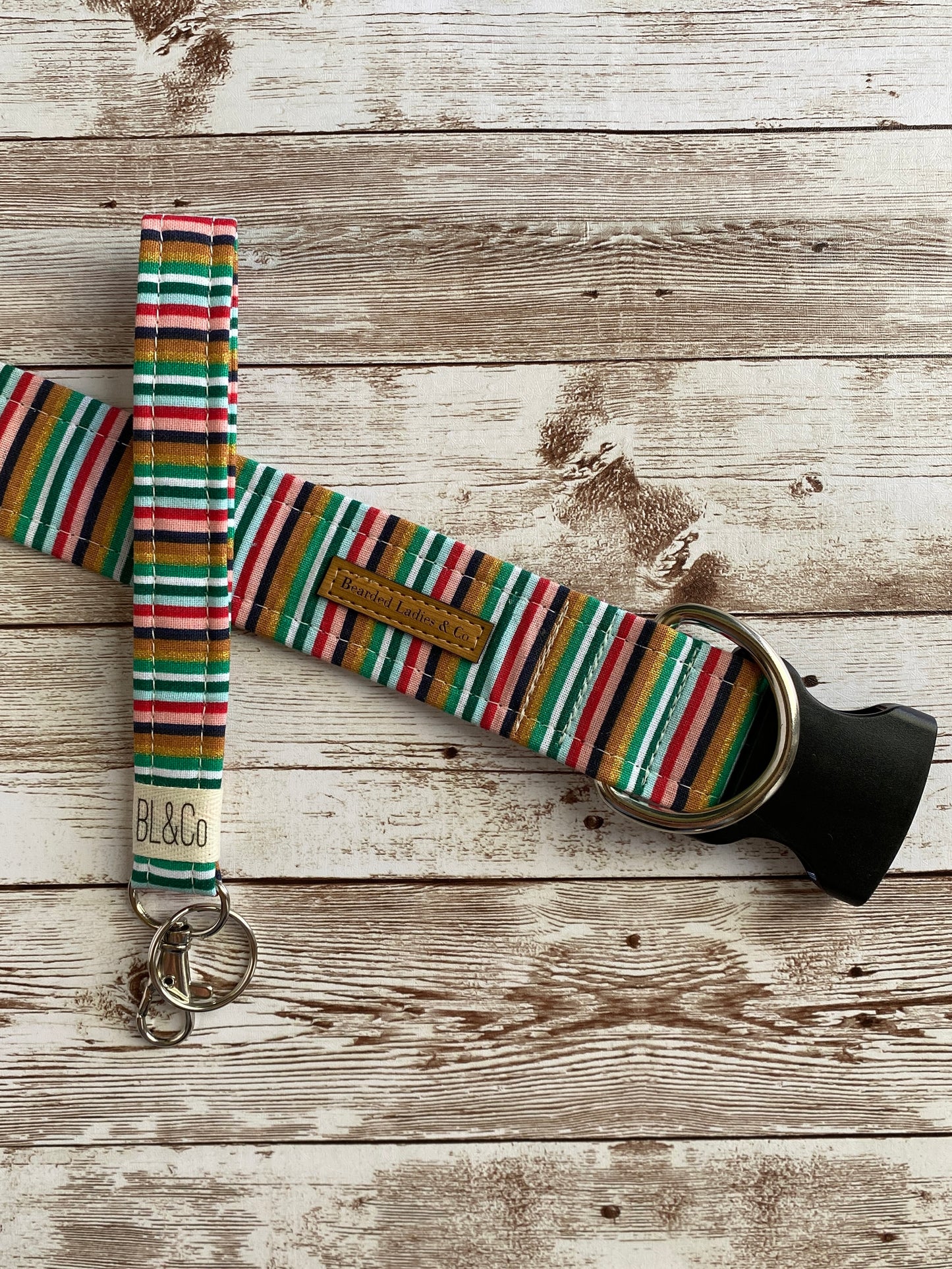 Multicolor Stripe with Gold Accented Dog Collar