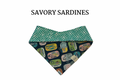 Colorful Sardine Cans + Green Sketched Lines Reversible Tie/On Bandana [Savory Sardines]