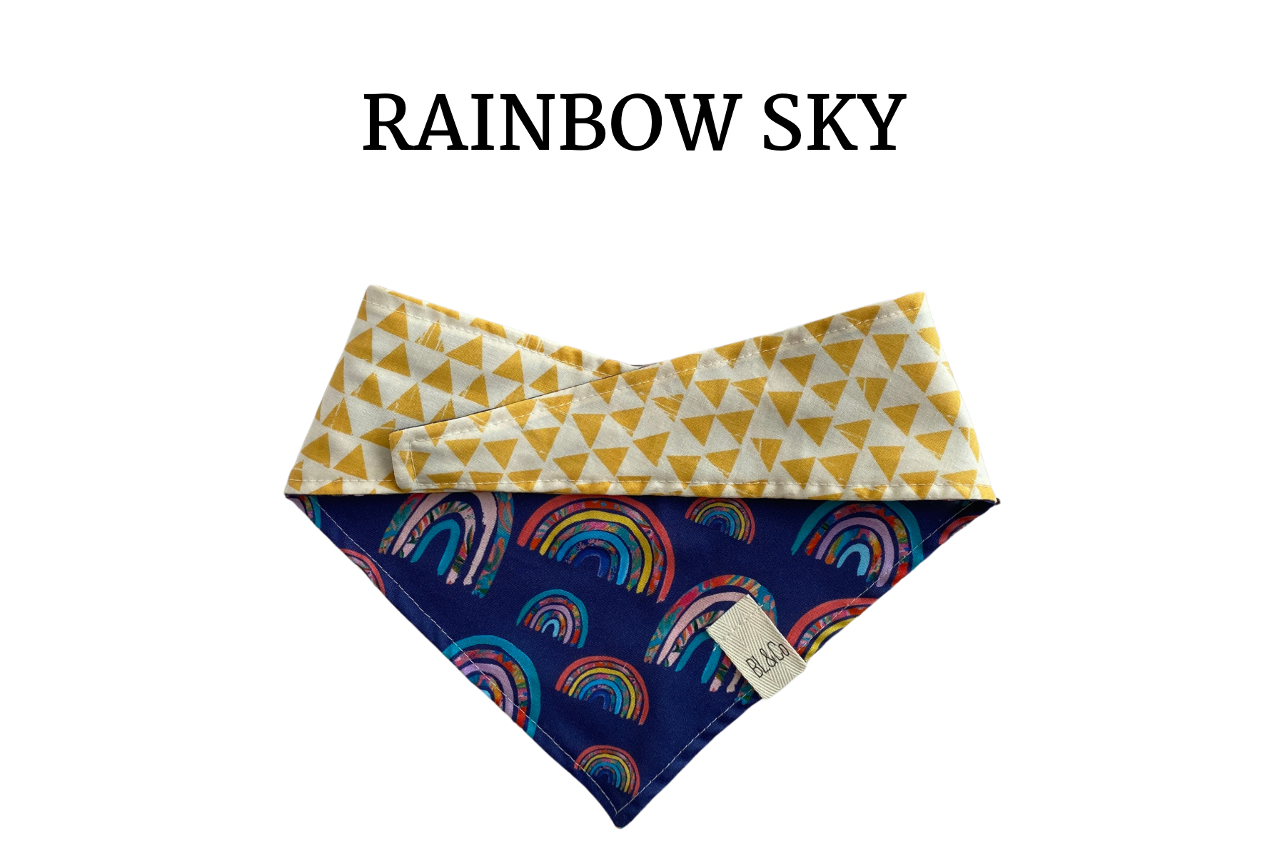 Rainbows & Cream with Yellow Triangles Reversible Tie/On Bandana