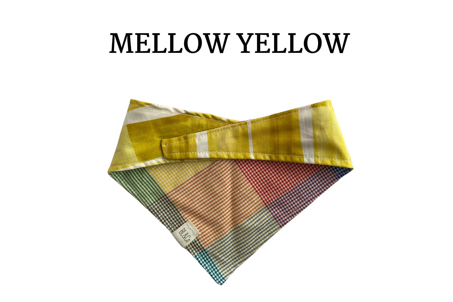 Yellow with White & Madras Plaid Reversible Tie/On Bandana