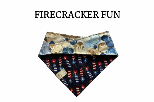 Firecrackers & Seashells Reversible Tie/On Bandana