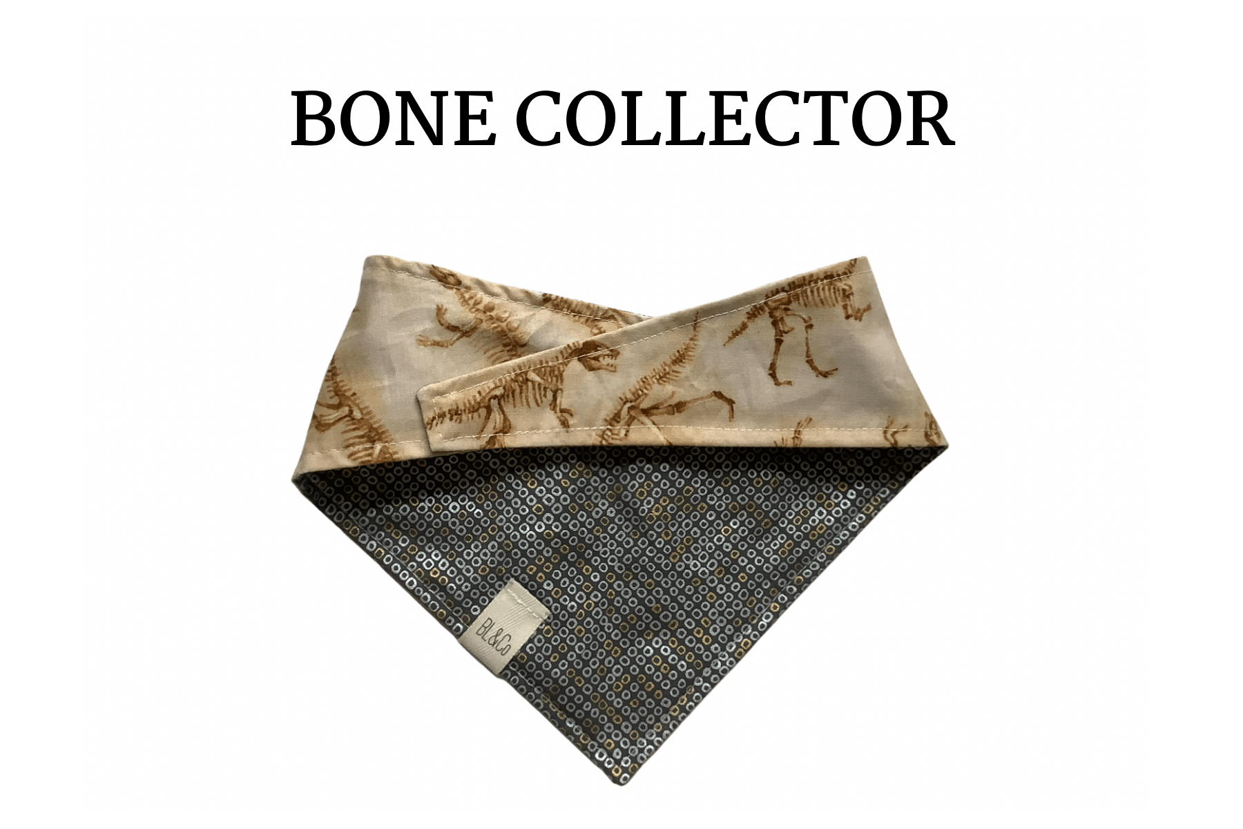 Dinosaurs & Metallic Silver Reversible Tie/On Bandana