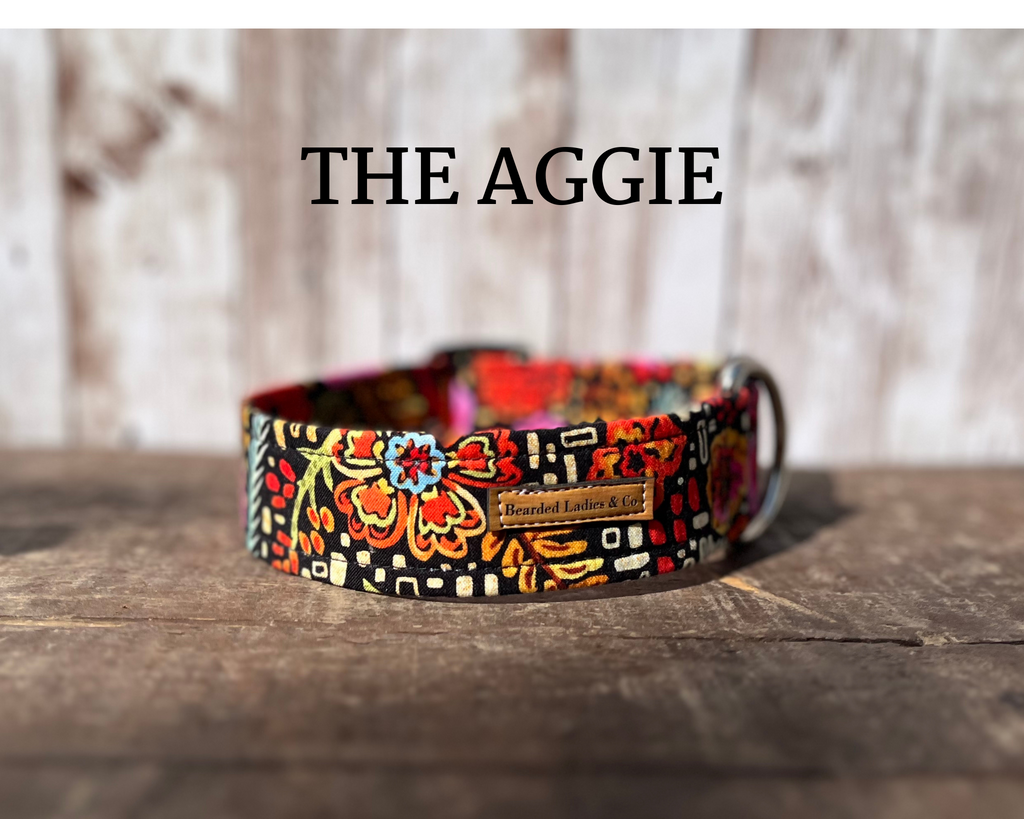 Fall Orange, Pink + Green Floral Dog Collar