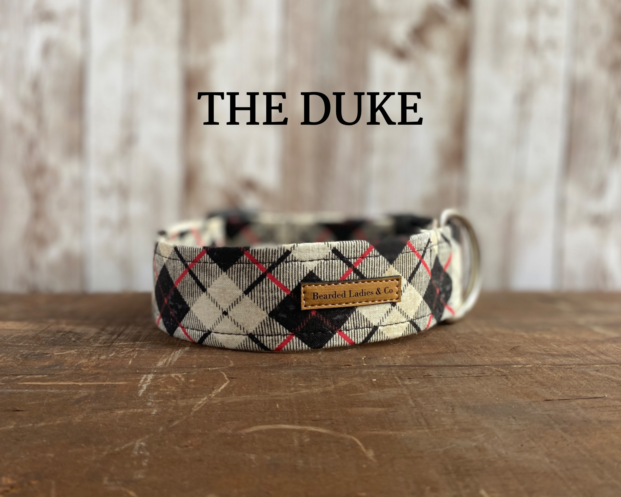 Cream + Black Plaid Dog Collar
