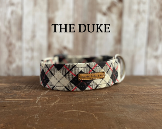 Cream + Black Plaid Dog Collar