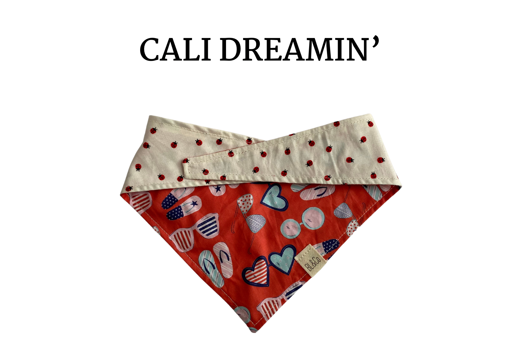 Red, White & Blue Flip Fops & Shades with Mini Lady Bugs Reversible Tie/On Bandana
