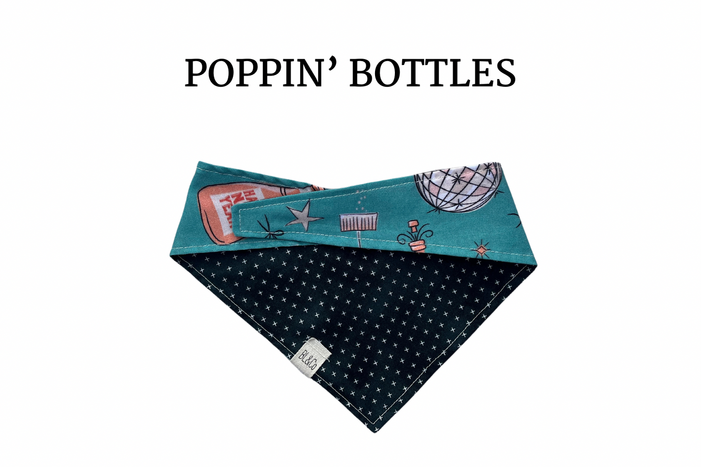 Bottles + Balloons New Year Reversible Tie/On Bandana