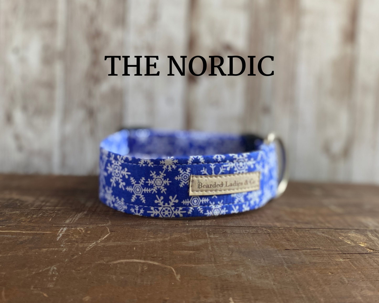 Blue with White Snowflakes Dog Collar