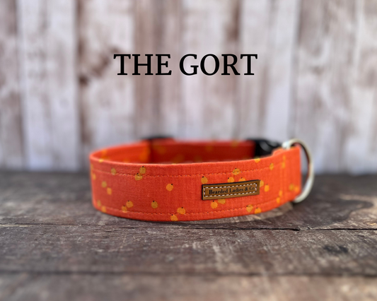 Mini Pumpkin Dog Collar with matching leash + key fob add-ons