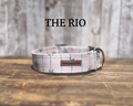 Green Palm Trees on Light Pink Dog Collar [The Rio]