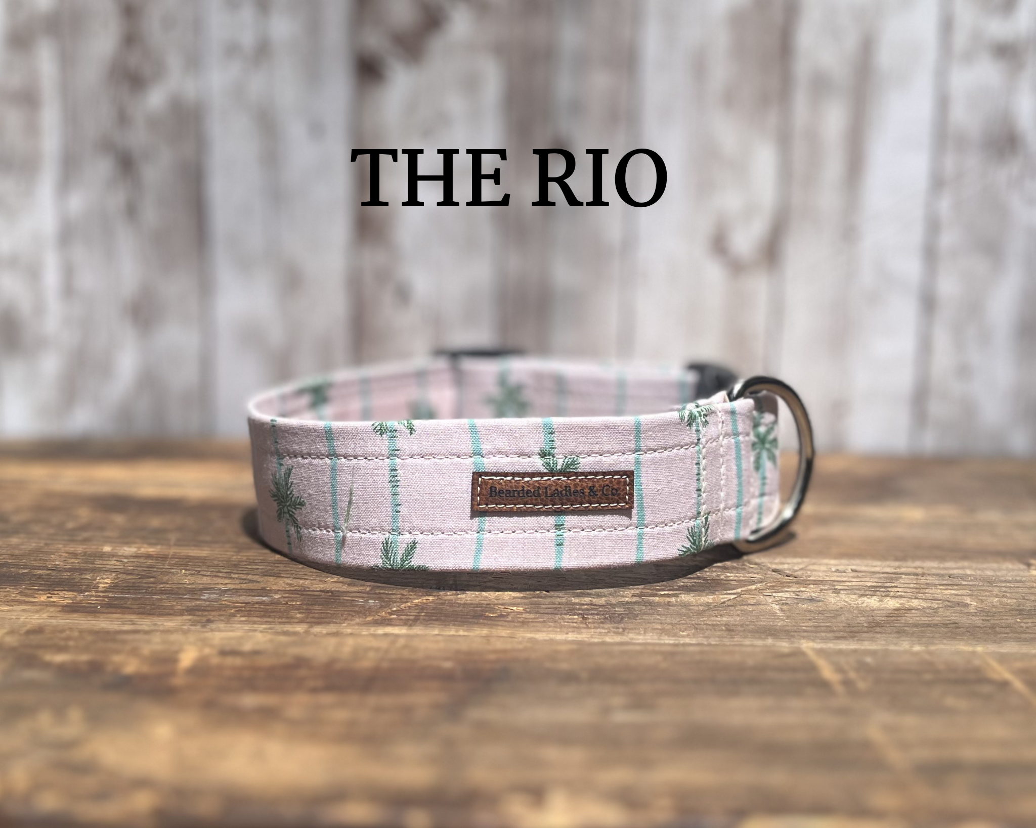 Green Palm Trees on Light Pink Dog Collar [The Rio]