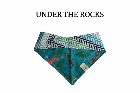 Newts & Shades of Blue Geo Reversible Tie/On Bandana*