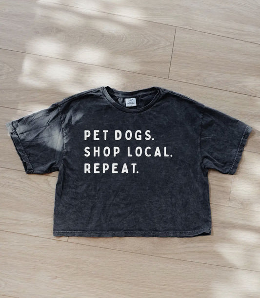 Cropped Weekends Coffee & Dogs Mineral Graphic Top