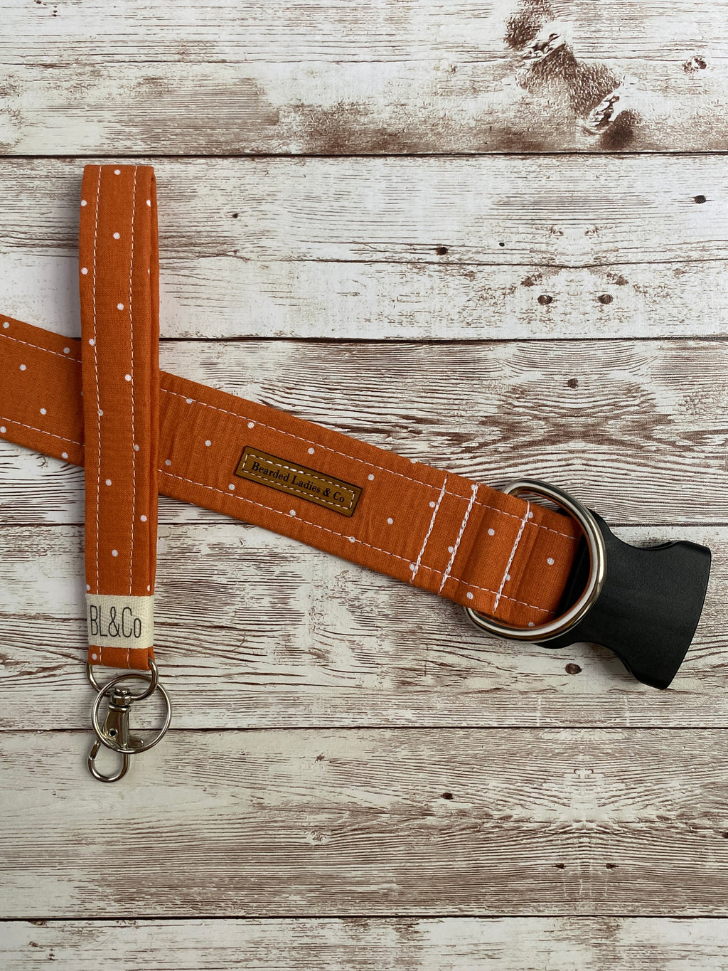 Orange + White Polka Dots Dog Collar