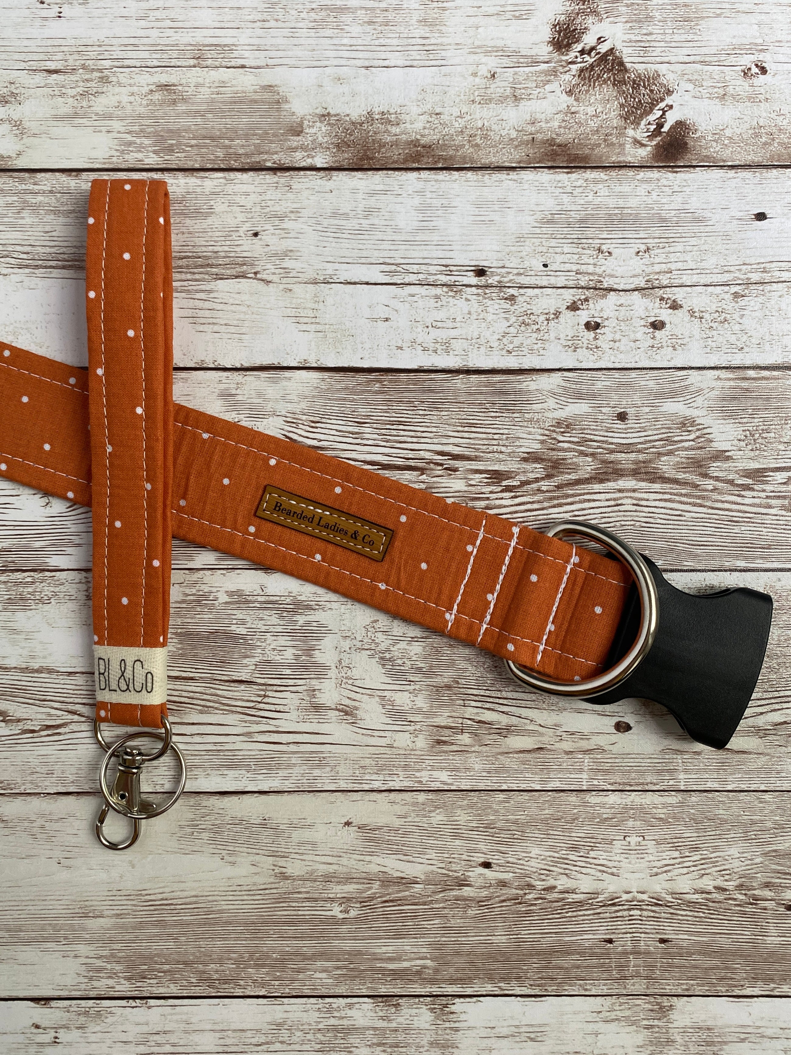 Orange + White Polka Dots Dog Collar