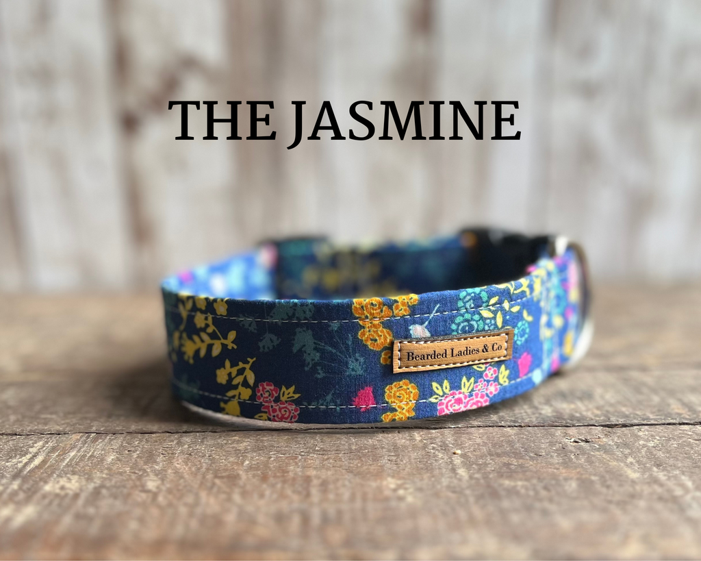 Pink, Yellow + Blue Florals Dog Collar [The Jasmine]