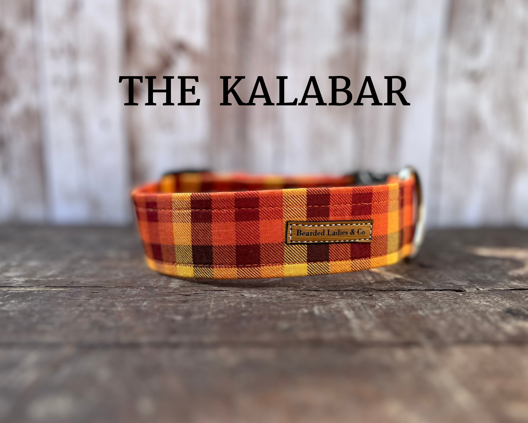 Orange, Yellow + Brown Check Dog Collar [The Kalabar]