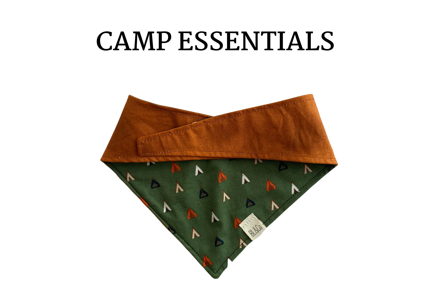 Camping Tents & Burnt Orange Reversible Tie/On Bandana **