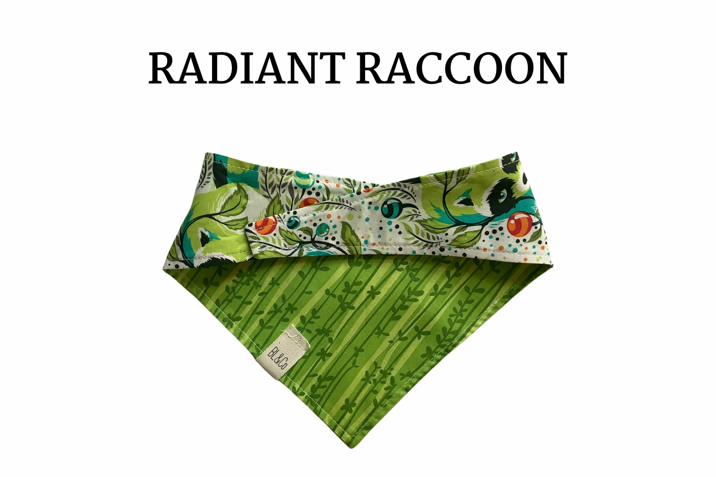 Neon Raccoons & Green Vines Reversible Tie/On Bandana