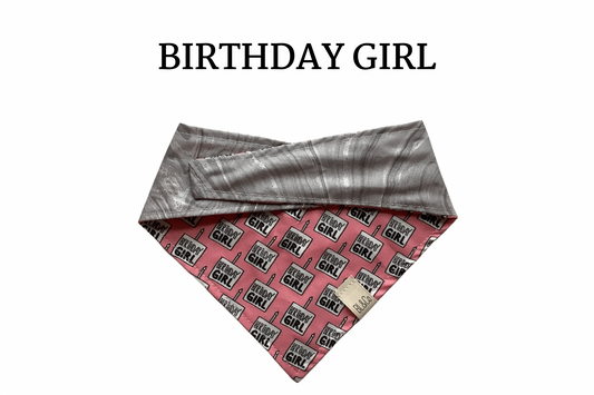 Birthday Girl Reversible Tie/On Bandana