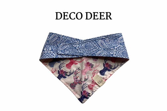 Decorative Deer Heads & Paisley  Reversible, Tie/On Bandana