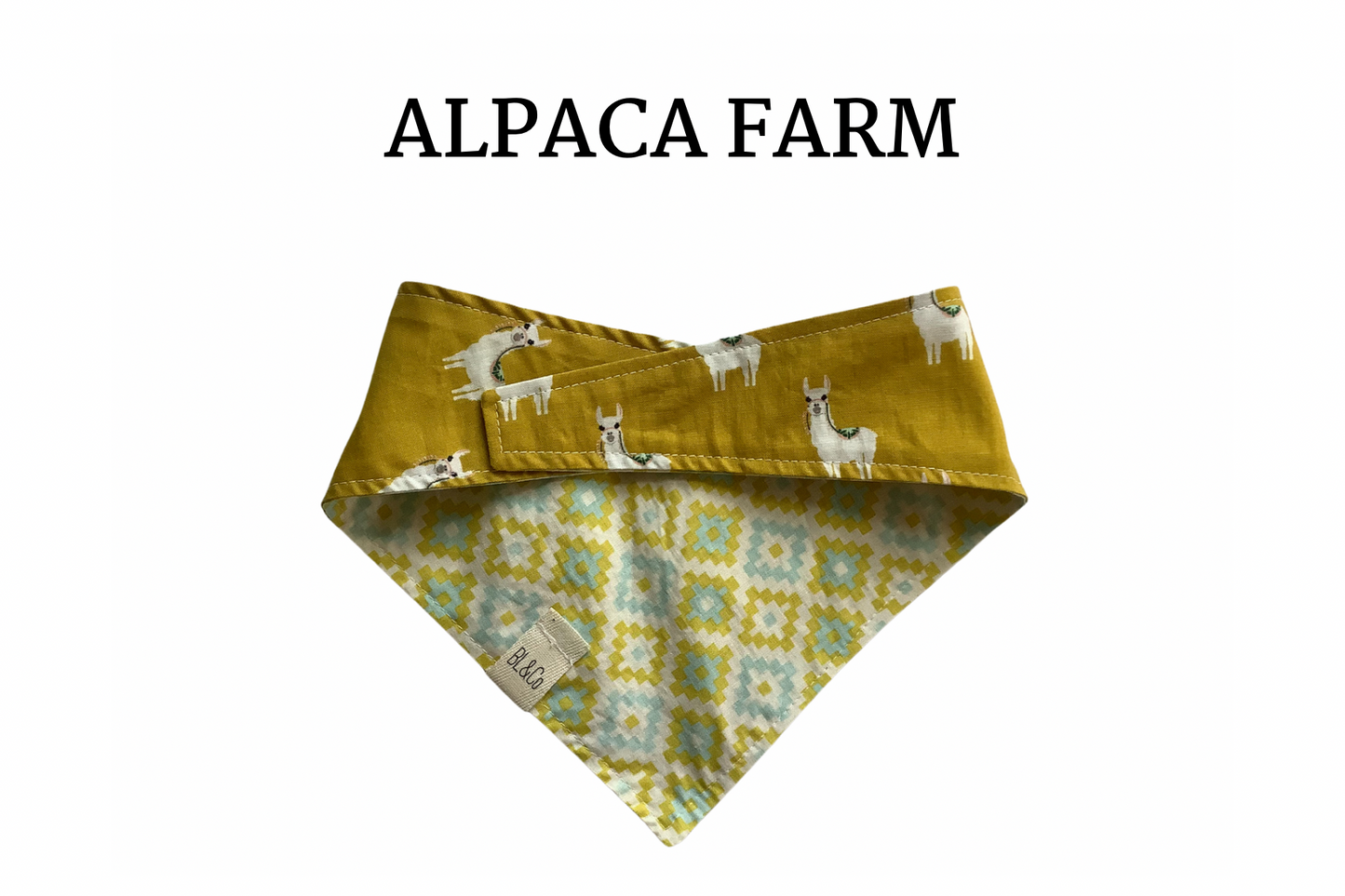 Alpacas & Citron Geometric Print Reversible Tie/On Bandana