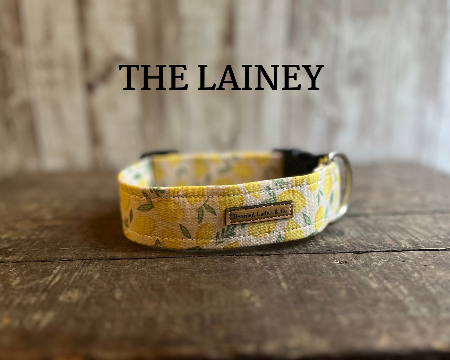 Neutral Lemon Dog Collar with matching leash + key fob add-ons