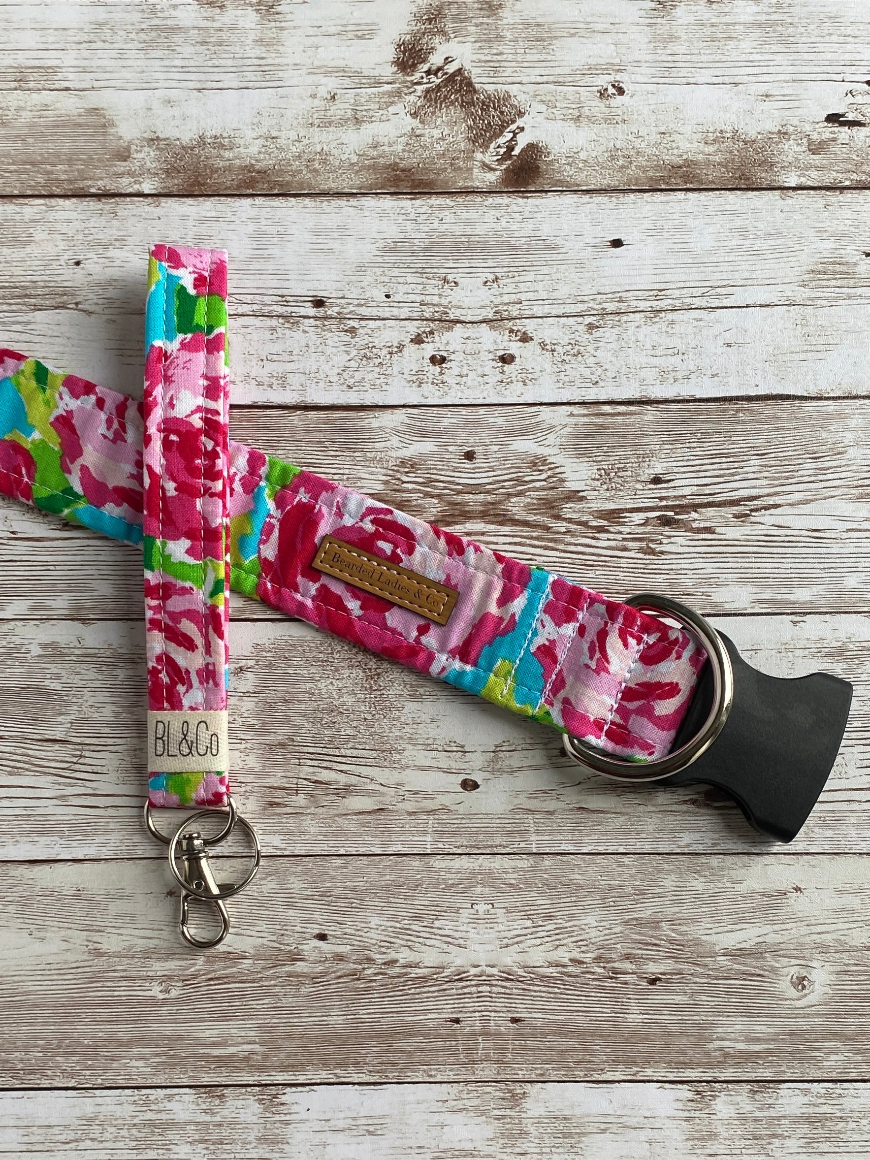 Pink & Green Floral Dog Collar