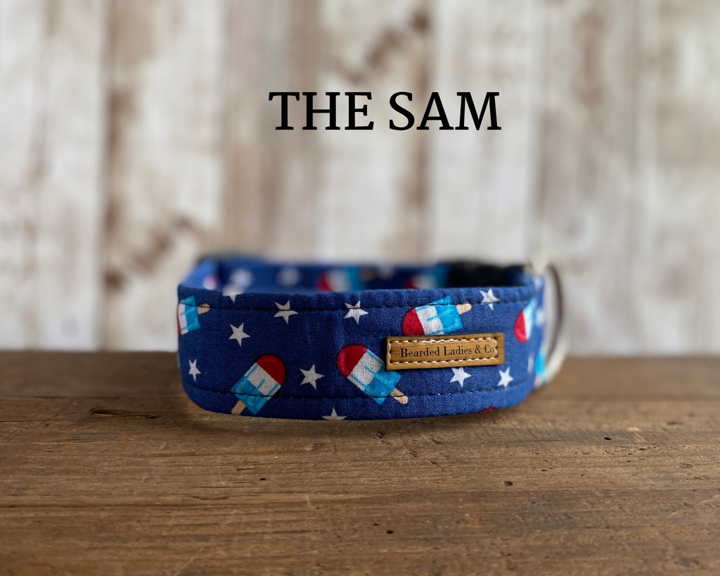 Red, White + Blue Popsicle Dog Collar