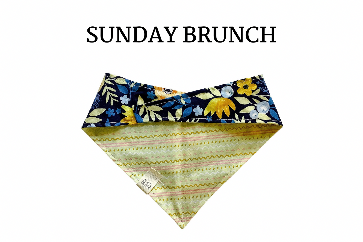 Bright Floral on Blue with Yellow Reversible Tie/On Bandana