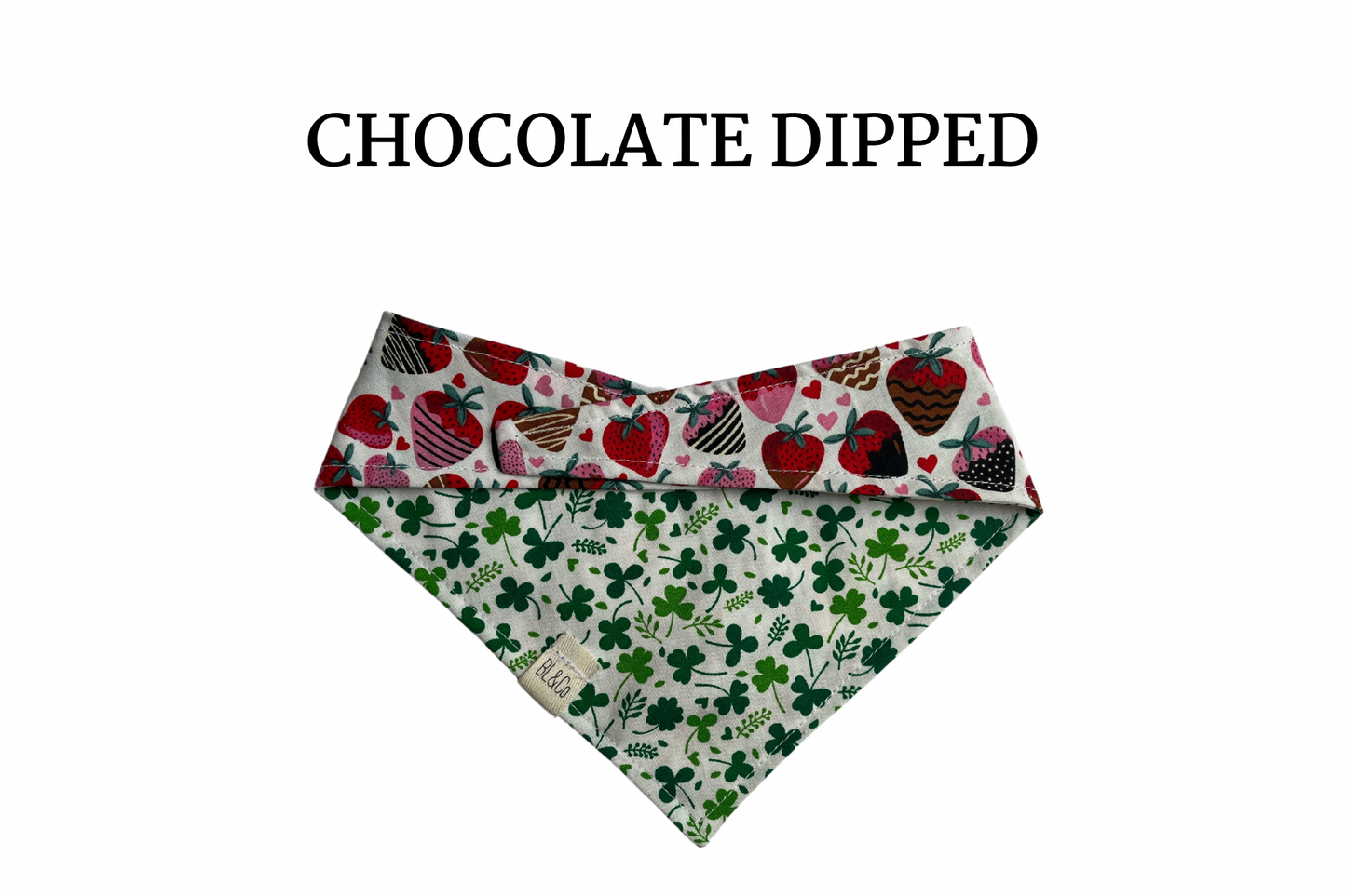 Chocolate Covered Strawberries + Tossed Shamrocks Reversible Tie/On Bandana