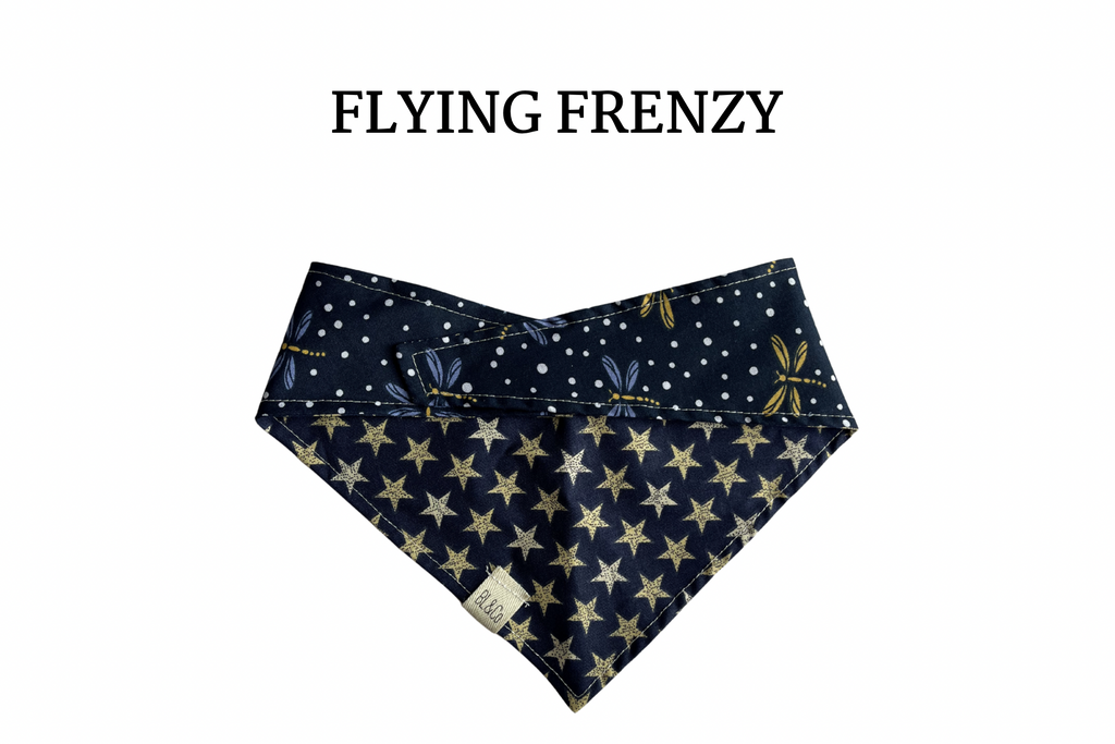 Flying Fireflies + Vintage Stars
Reversible Tie/On Bandana [Flying Frenzy]
