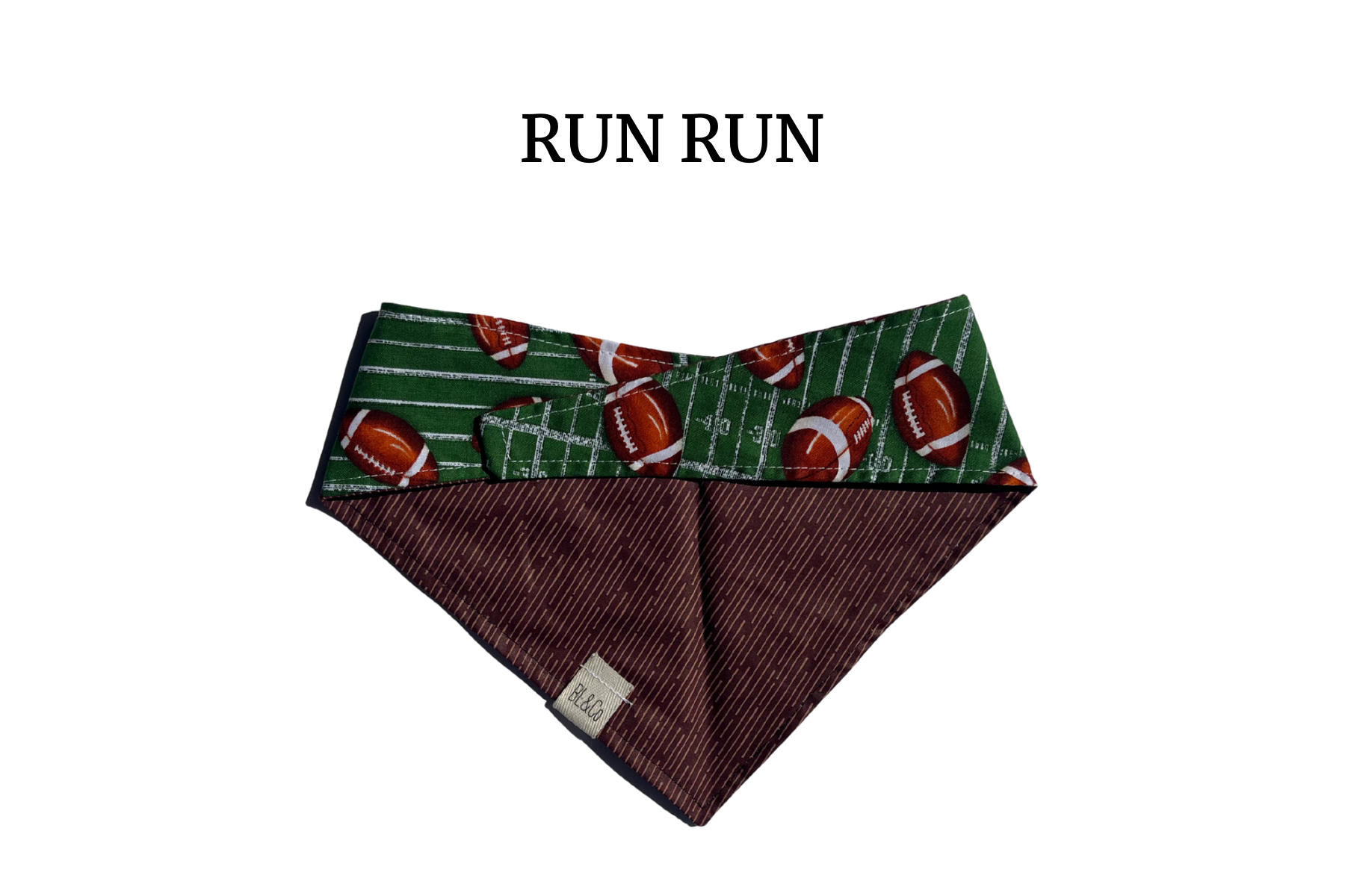 Footballs + Brown  Reversible Tie/On Bandana