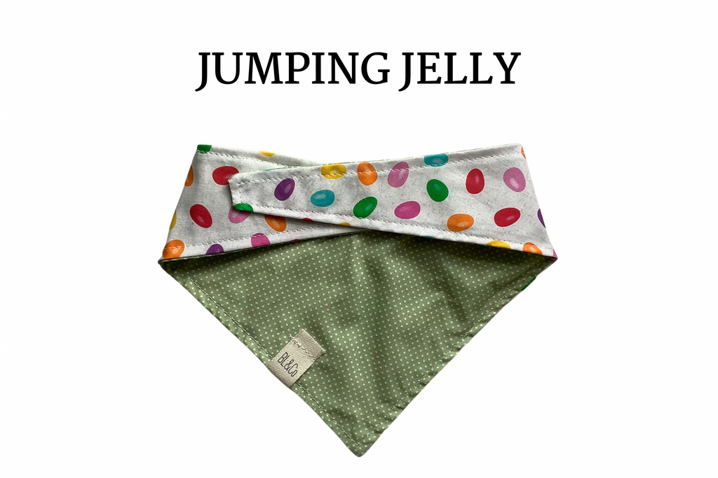 Jelly Beans & Polka Dots Reversible Tie/On Bandana [Jumping Jelly]