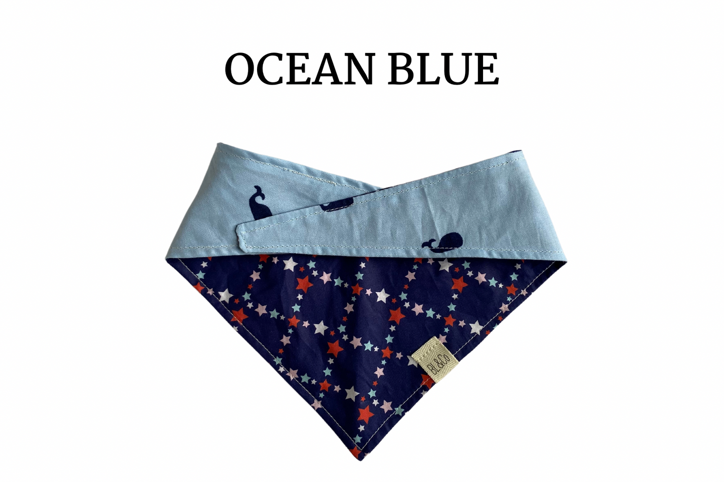 Red, White & Blue Stars with Dark Blue Whales Reversible Tie/On Bandana