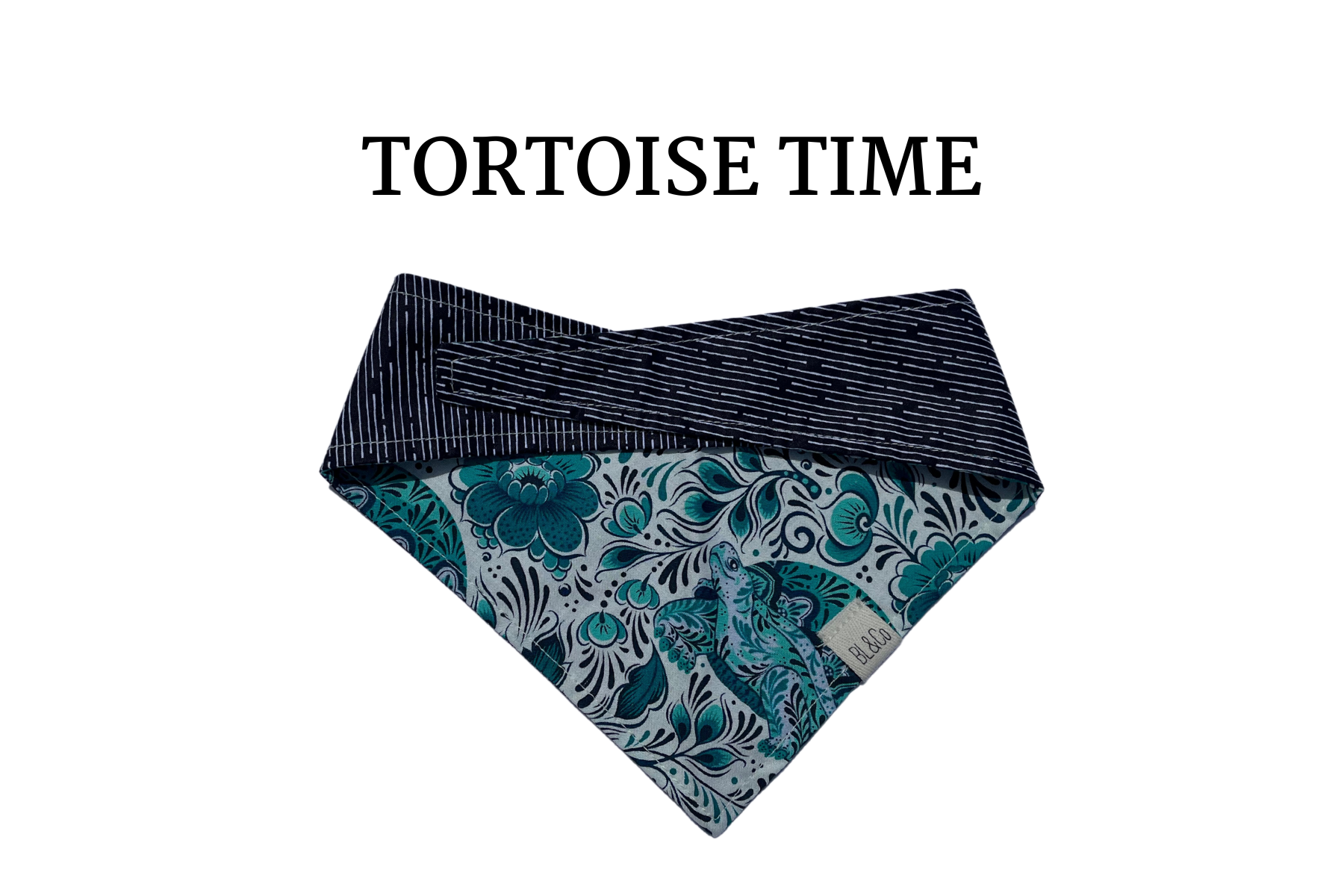 Tortoise & Flowers + Navy Reversible Tie/On Bandana