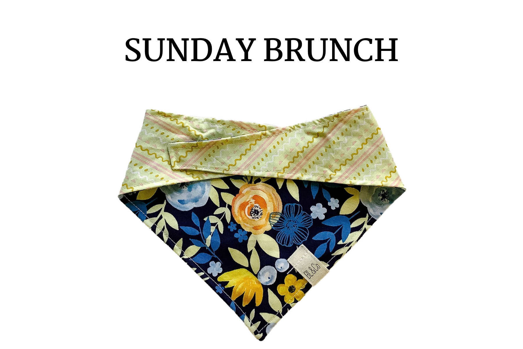 Bright Floral on Blue with Yellow Reversible Tie/On Bandana