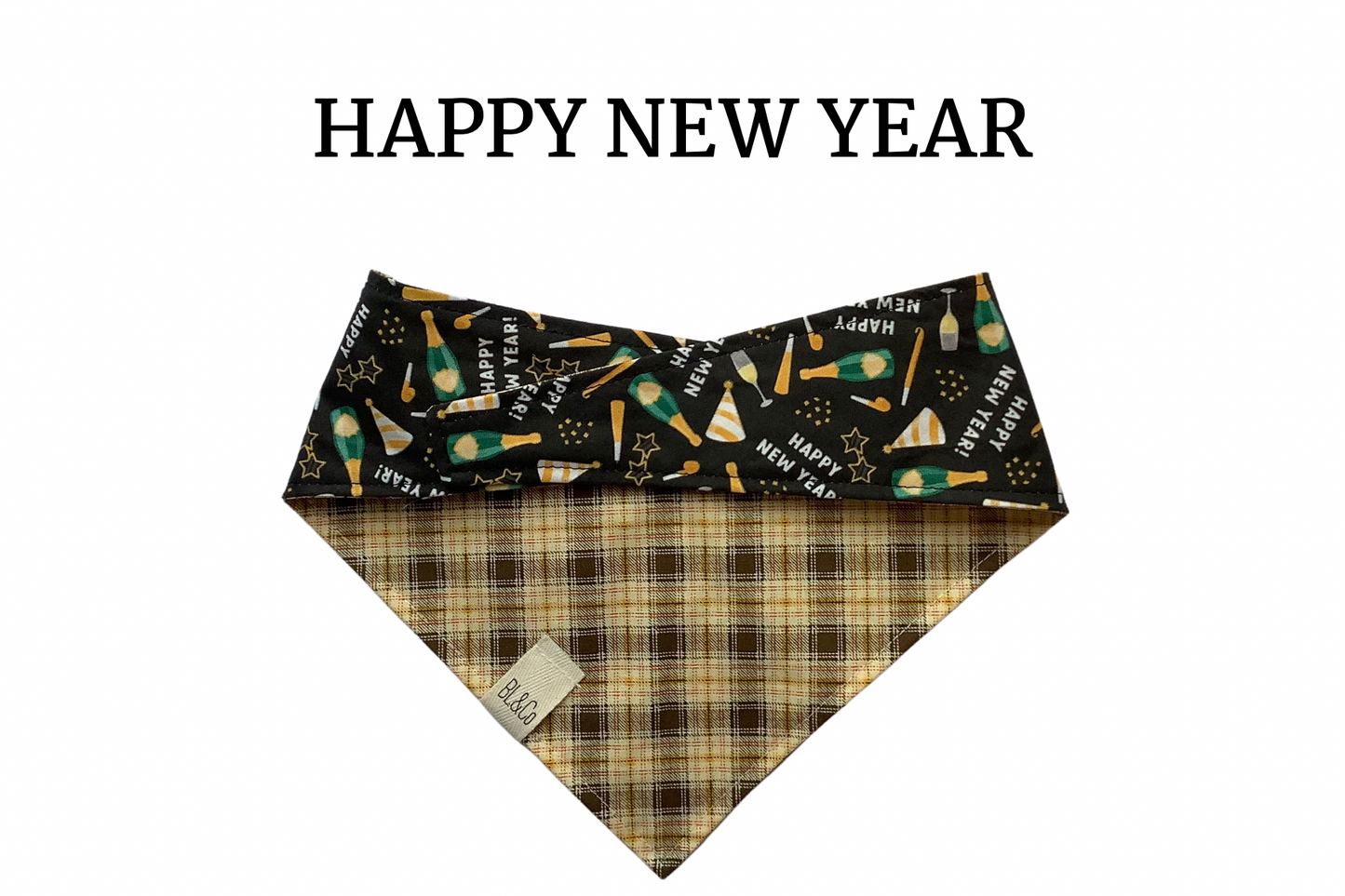 Happy New Year Reversible Tie/On Bandana