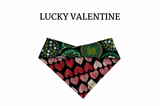 Large Pink Hearts + Shamrocks Reversible Tie/On Bandana