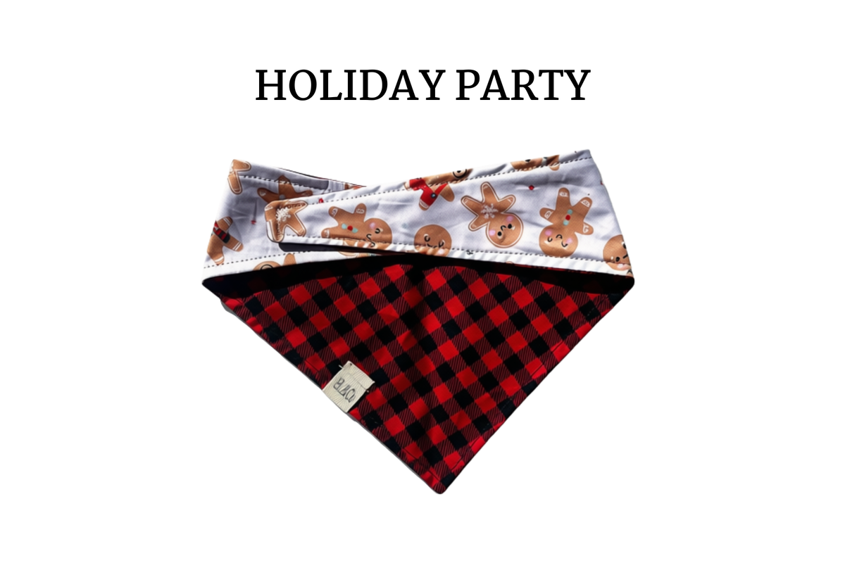 Happy Gingerbread + Buffalo Check Plaid Tie/On Bandana [Holiday Party]