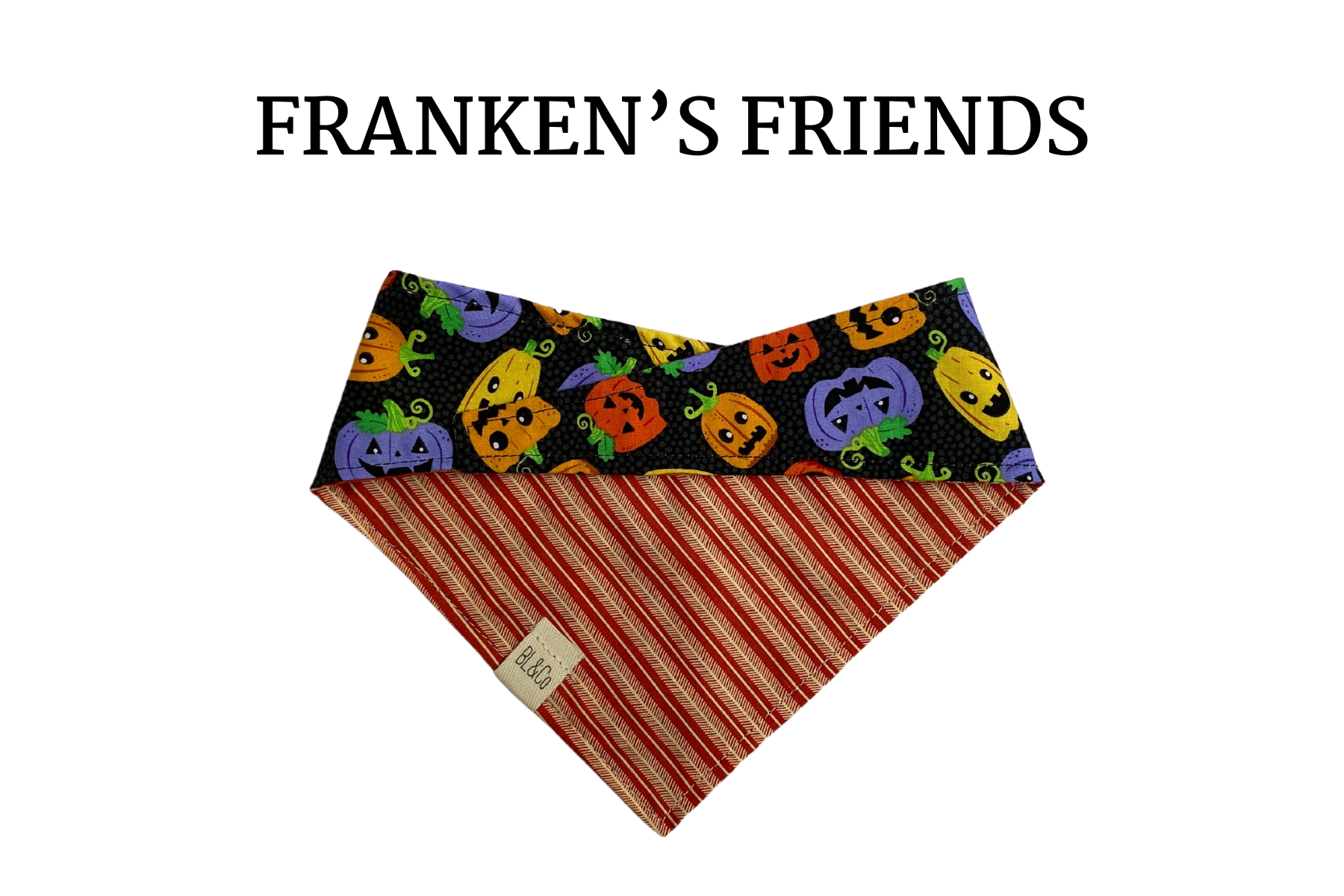 Funny Jack-o-lanterns + Cream Abstract Reversible Tie/On Bandana
