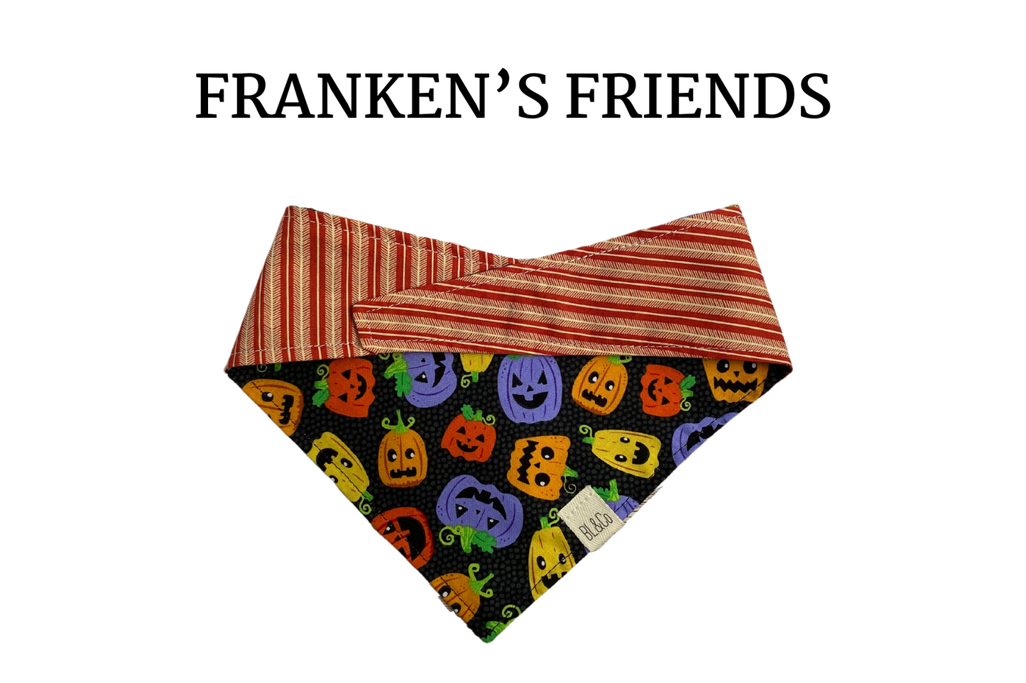 Funny Jack-o-lanterns + Cream Abstract Reversible Tie/On Bandana