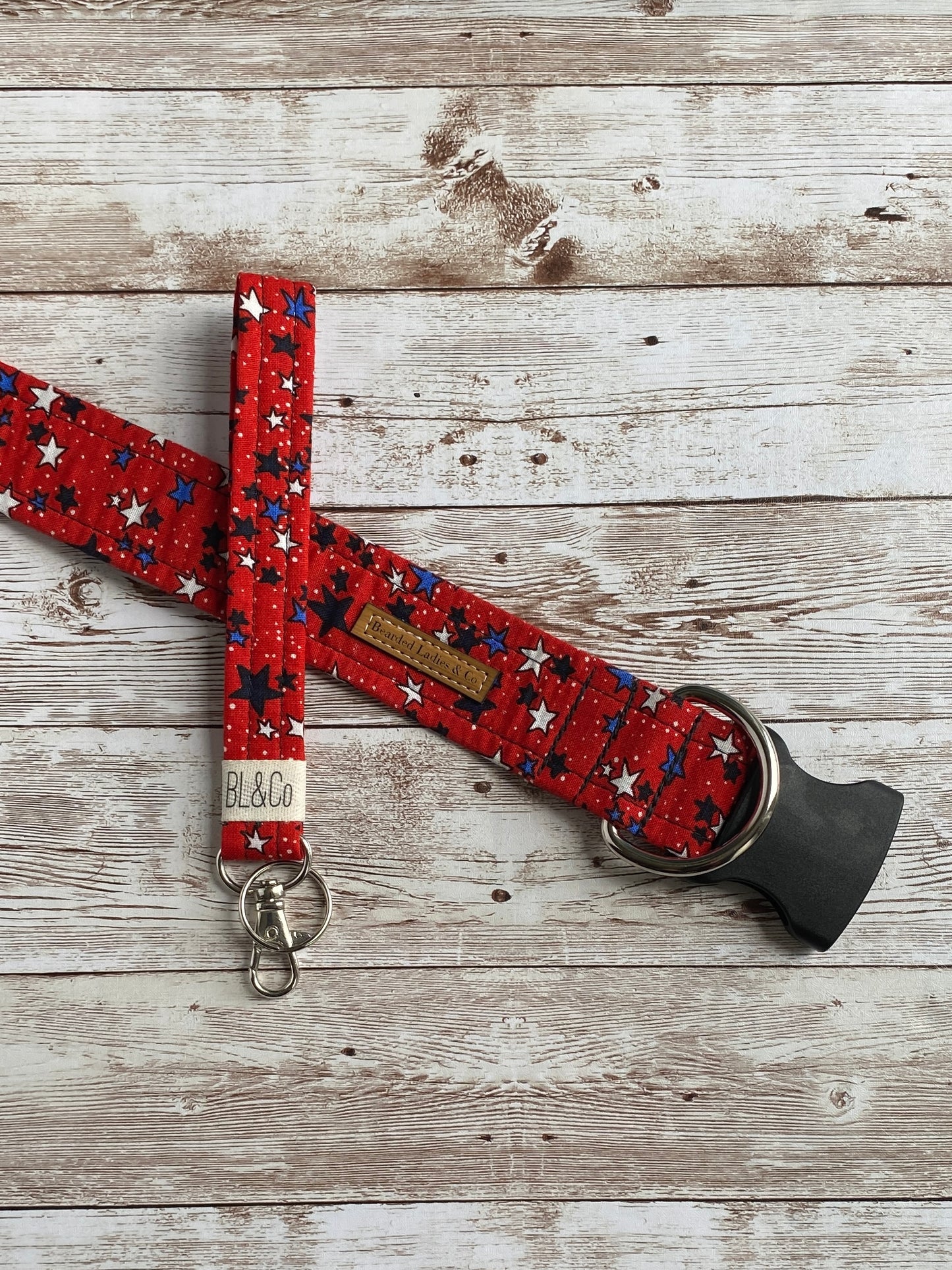Red with Blue & White Stars Dog Collar