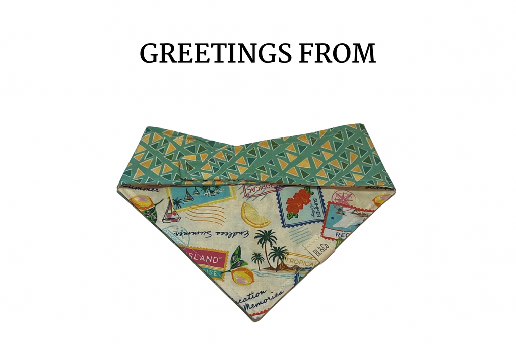 Summer Postcard Stamps + Reversible Tie/On Bandana [Greetings From]