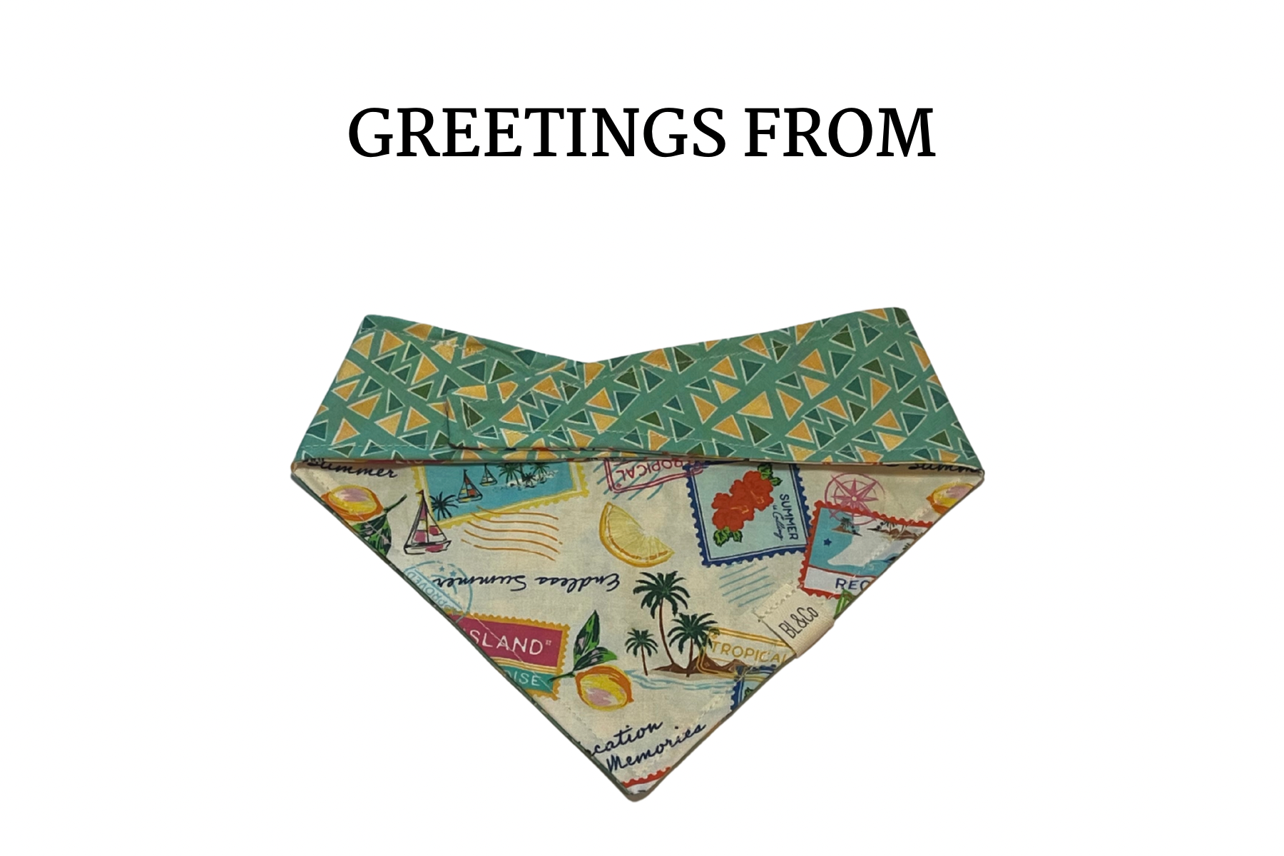 Summer Postcard Stamps + Reversible Tie/On Bandana [Greetings From]