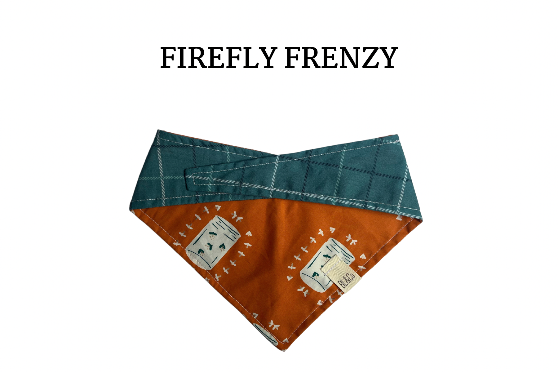 Fireflies & Blue Plaid Reversible Tie/On Bandana’